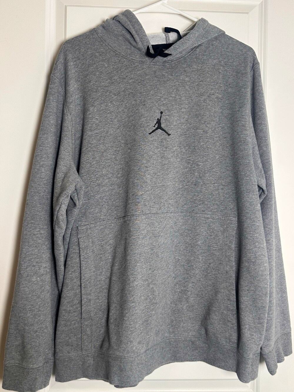 Jordan Gray Fleece Pullover Hoodie w/ Logo & Pockets Men's Size L DA9860-091